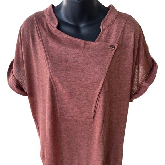 🌸4/$30🌸 Mandarin Collar Tab Cuff Shortsleeve Top - Picture 6 of 14